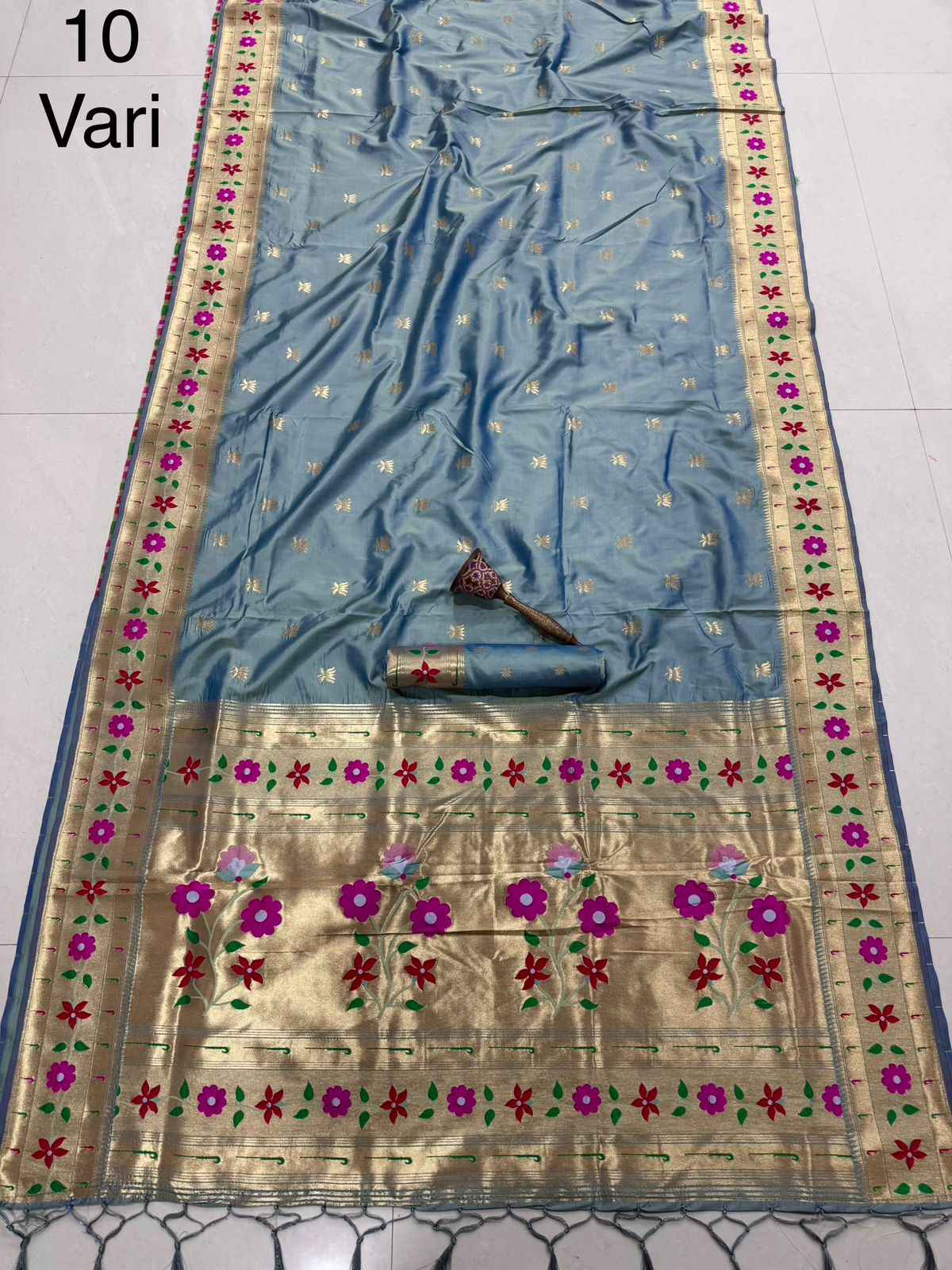 PURE KANCHIVRAM PETHANI SILK PURE ZARI FLOWER 10 YARD SAREE AT WHOLESALE PRICE