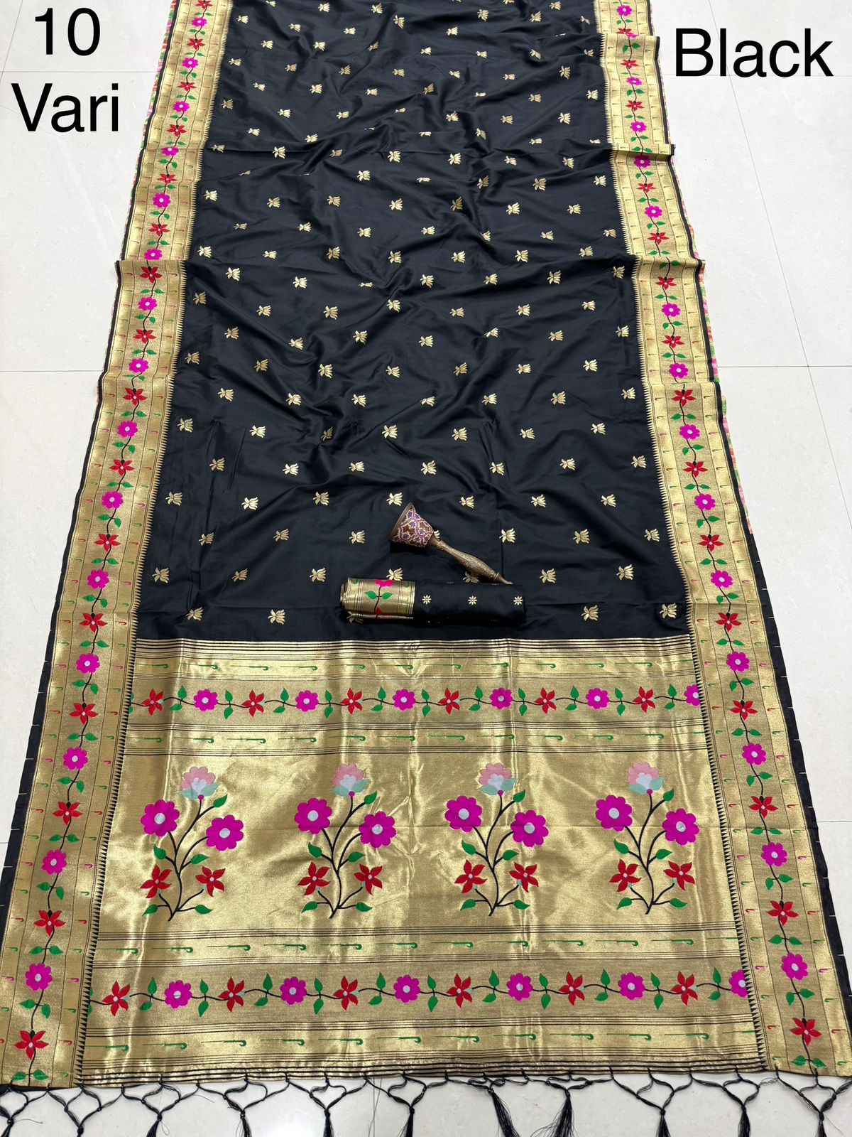 PURE KANCHIVRAM PETHANI SILK PURE ZARI FLOWER 10 YARD SAREE AT WHOLESALE PRICE