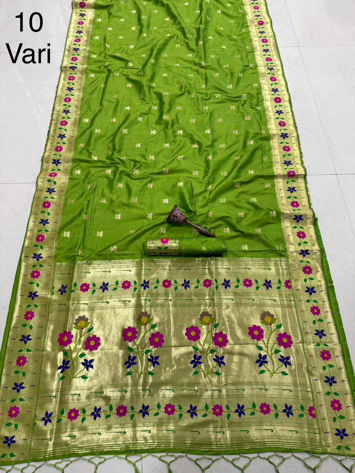 PURE KANCHIVRAM PETHANI SILK PURE ZARI FLOWER 10 YARD SAREE AT WHOLESALE PRICE