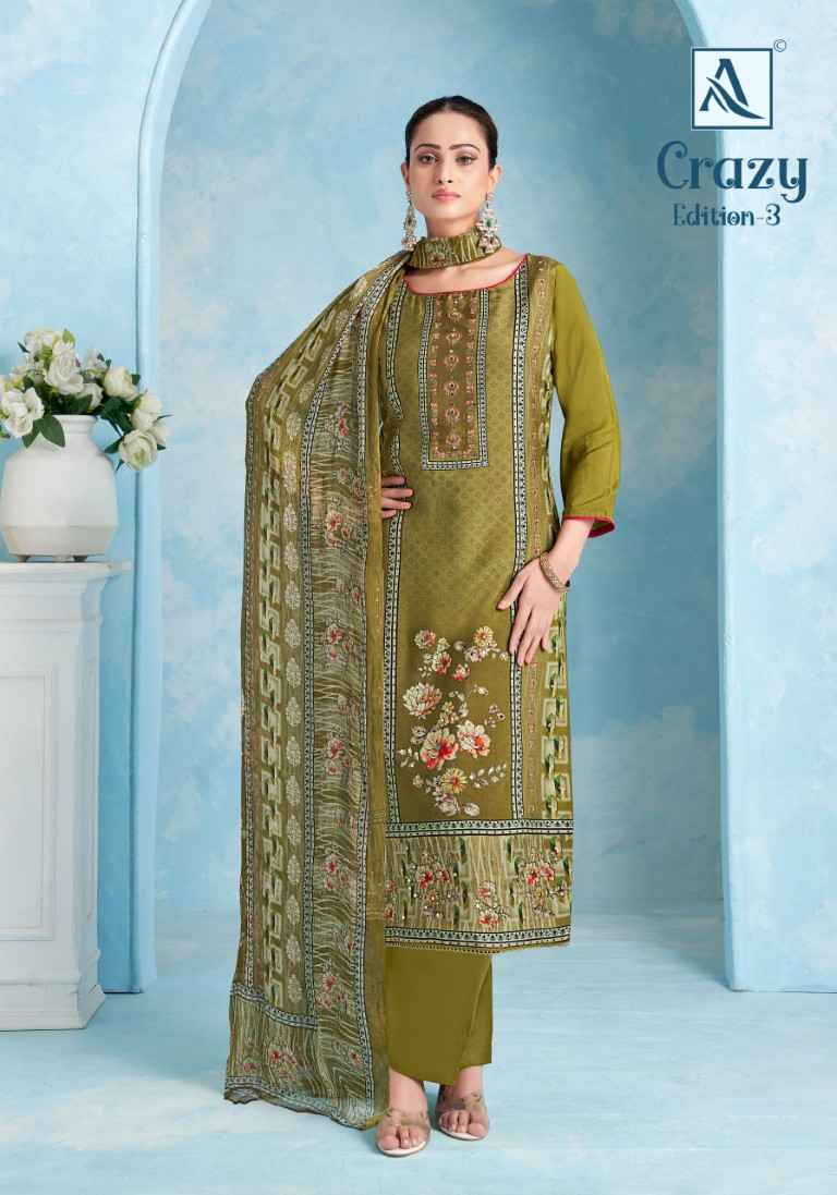 ALOK CRAZY-3 VISCOSE MASLIN DIGITAL PRINT DRESS MATERIAL AT WHOLESALE PRICE
