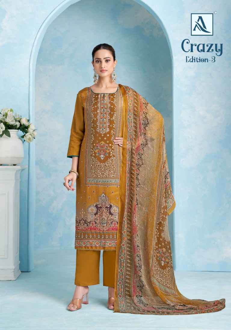 ALOK CRAZY-3 VISCOSE MASLIN DIGITAL PRINT DRESS MATERIAL AT WHOLESALE PRICE