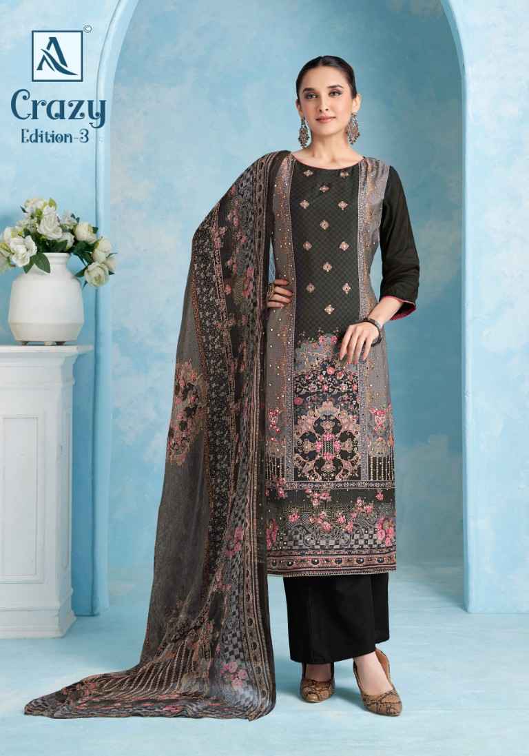 ALOK CRAZY-3 VISCOSE MASLIN DIGITAL PRINT DRESS MATERIAL AT WHOLESALE PRICE