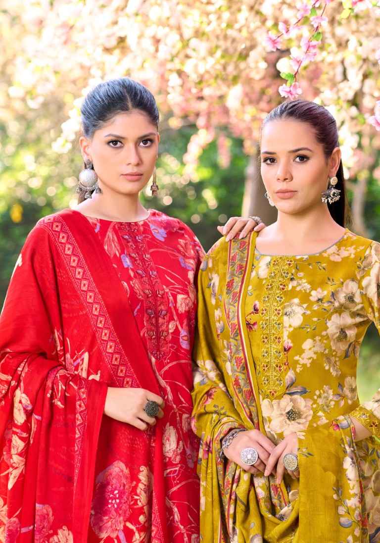 ALOK TURKISH-3 PURE VISCOSE REYON PRINT EMBROIDERY WORK DRESS MATERIAL AT WHOLESALE PRICE 