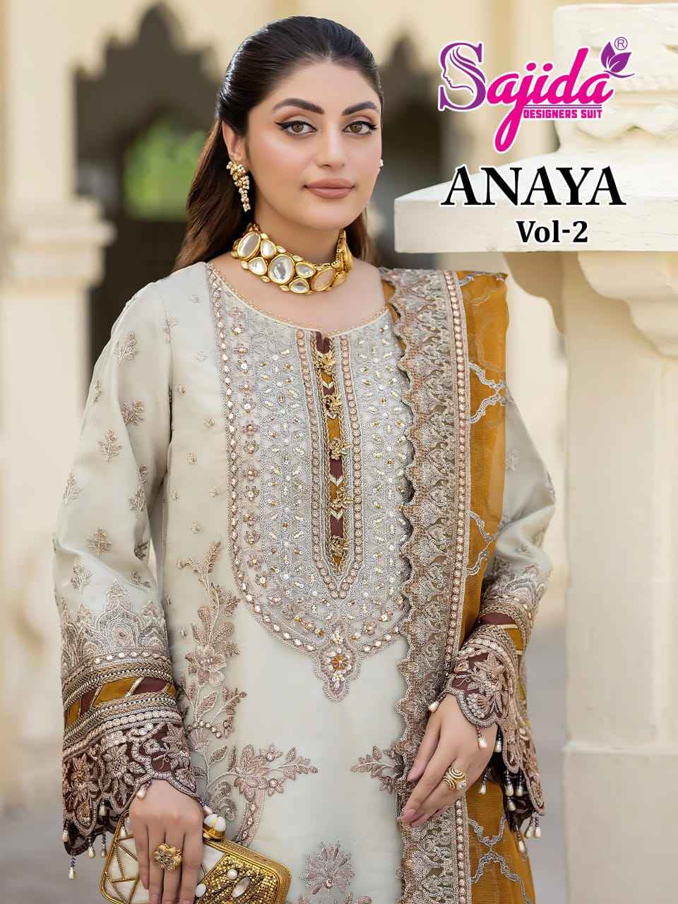 ANAYA-VOL-2 GEORGETTE HEAVY EMBROIDERED DRESS MATERIAL AT WHOLESALE PRICE