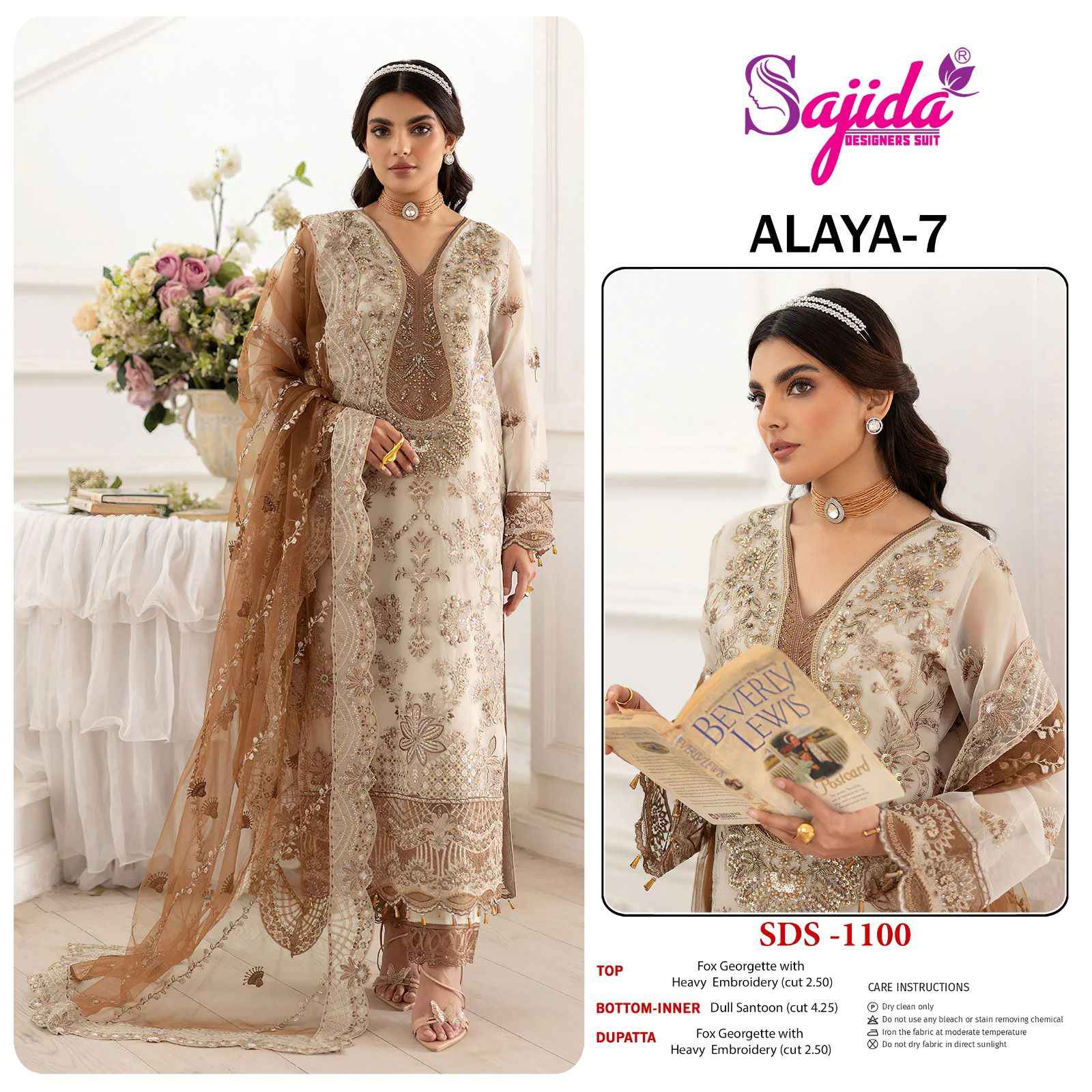 SAJIDA ANAYA VOL-7 GEORGETTE WITH HEAVY EMBROIDERED DRESS MATERIAL AT WHOLESALE PRICE