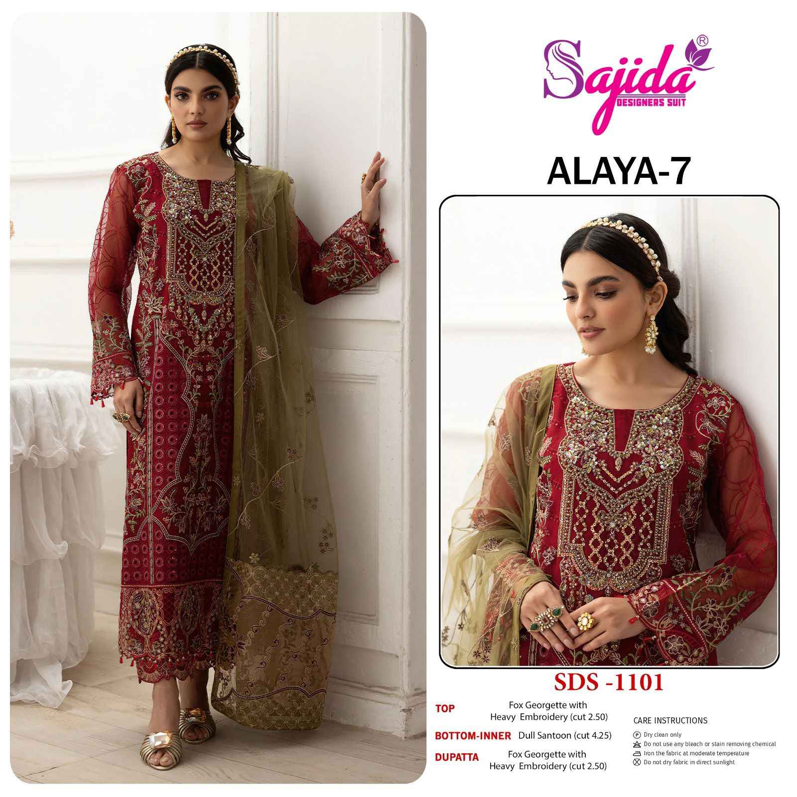 SAJIDA ANAYA VOL-7 GEORGETTE WITH HEAVY EMBROIDERED DRESS MATERIAL AT WHOLESALE PRICE
