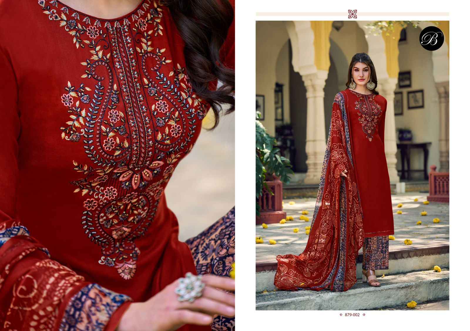 BELLIZA RUHANIYAT PURE VISCOSE RAYON EMBROIDERY DRESS MATERIAL AT WHOLESALE PRICE