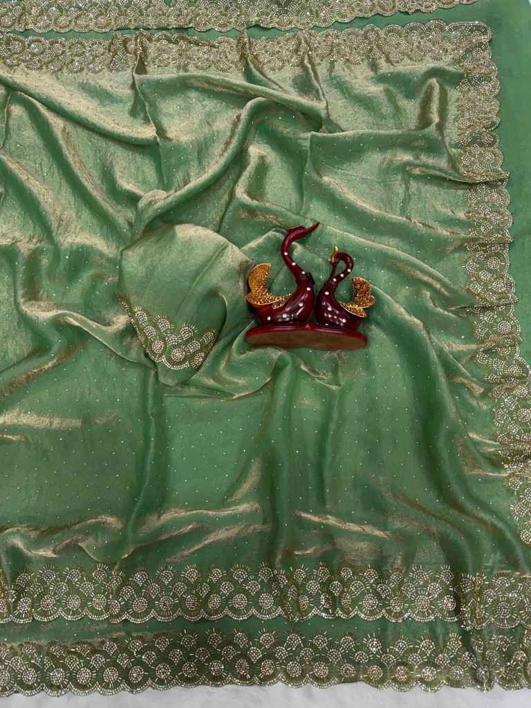 SPACE SILK ORIGINAL JARKHAN DIAMOND WORK SAREE AT WHOLESALE PRICE