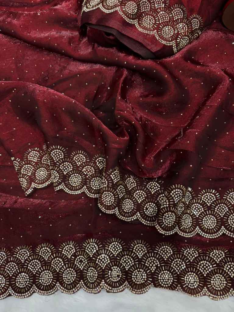 SPACE SILK ORIGINAL JARKHAN DIAMOND WORK SAREE AT WHOLESALE PRICE