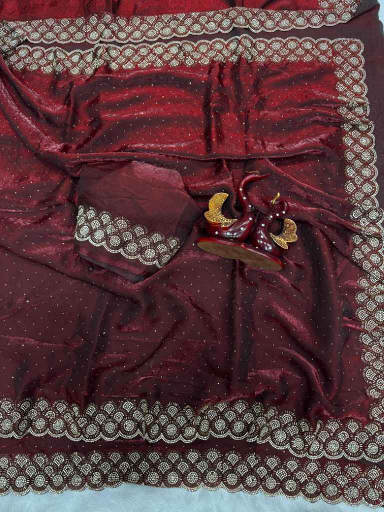 SPACE SILK ORIGINAL JARKHAN DIAMOND WORK SAREE AT WHOLESALE PRICE