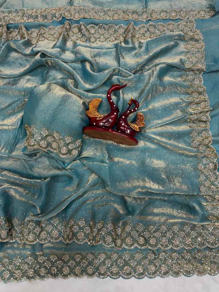 SPACE SILK ORIGINAL JARKHAN DIAMOND WORK SAREE AT WHOLESALE PRICE