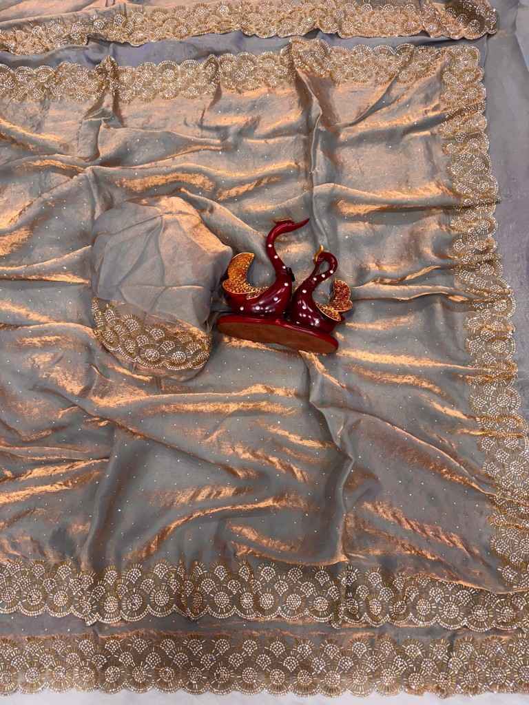 SPACE SILK ORIGINAL JARKHAN DIAMOND WORK SAREE AT WHOLESALE PRICE