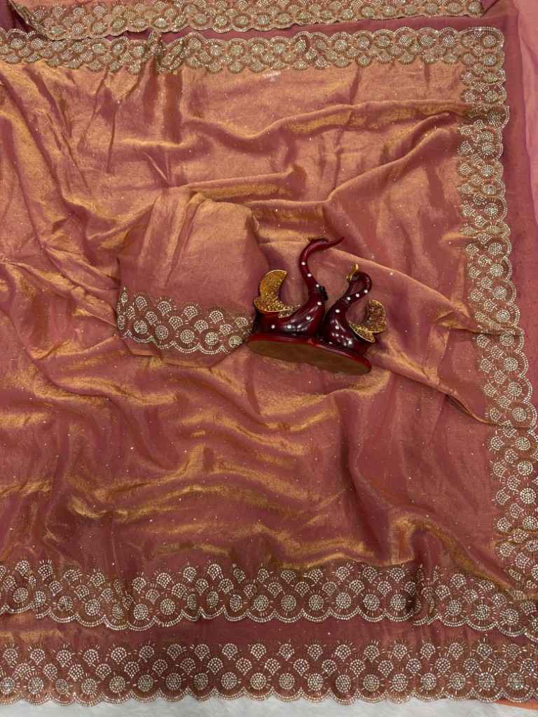 SPACE SILK ORIGINAL JARKHAN DIAMOND WORK SAREE AT WHOLESALE PRICE