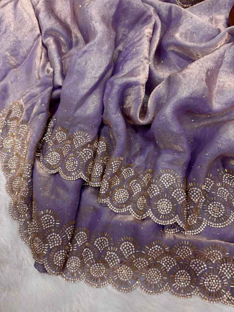 SPACE SILK ORIGINAL JARKHAN DIAMOND WORK SAREE AT WHOLESALE PRICE