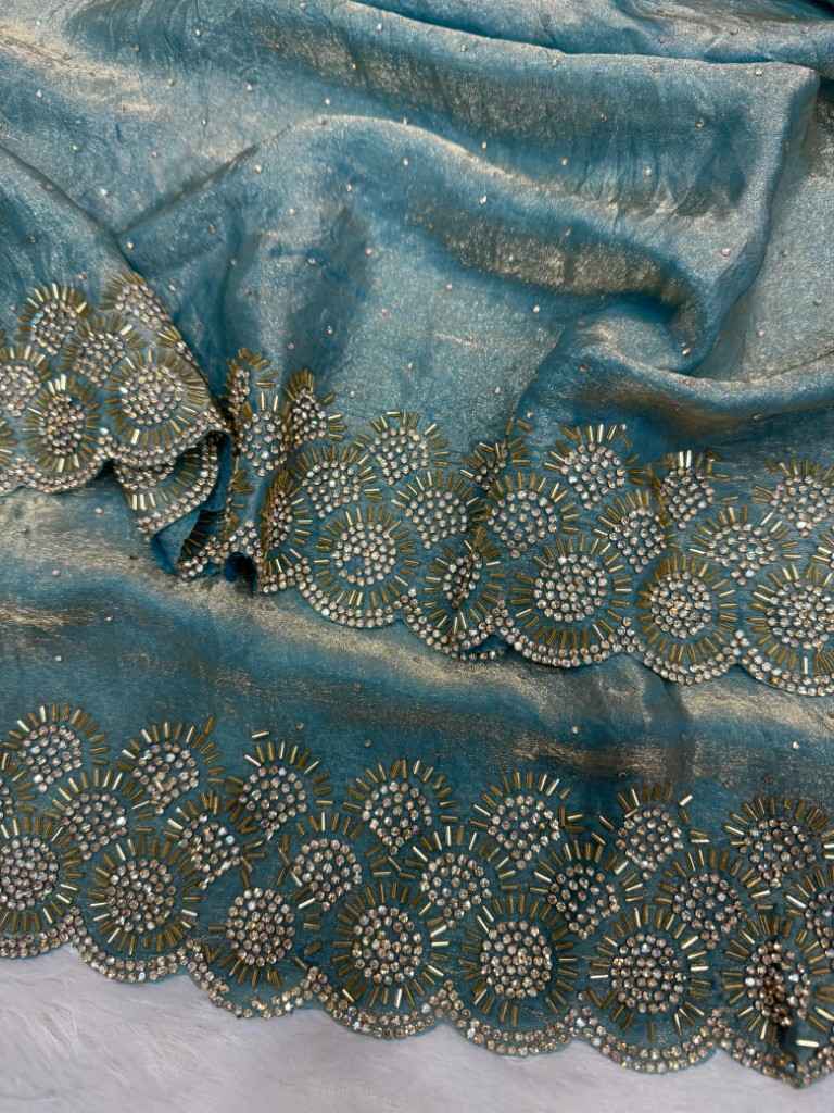 SPACE SILK ORIGINAL JARKHAN DIAMOND WORK SAREE AT WHOLESALE PRICE