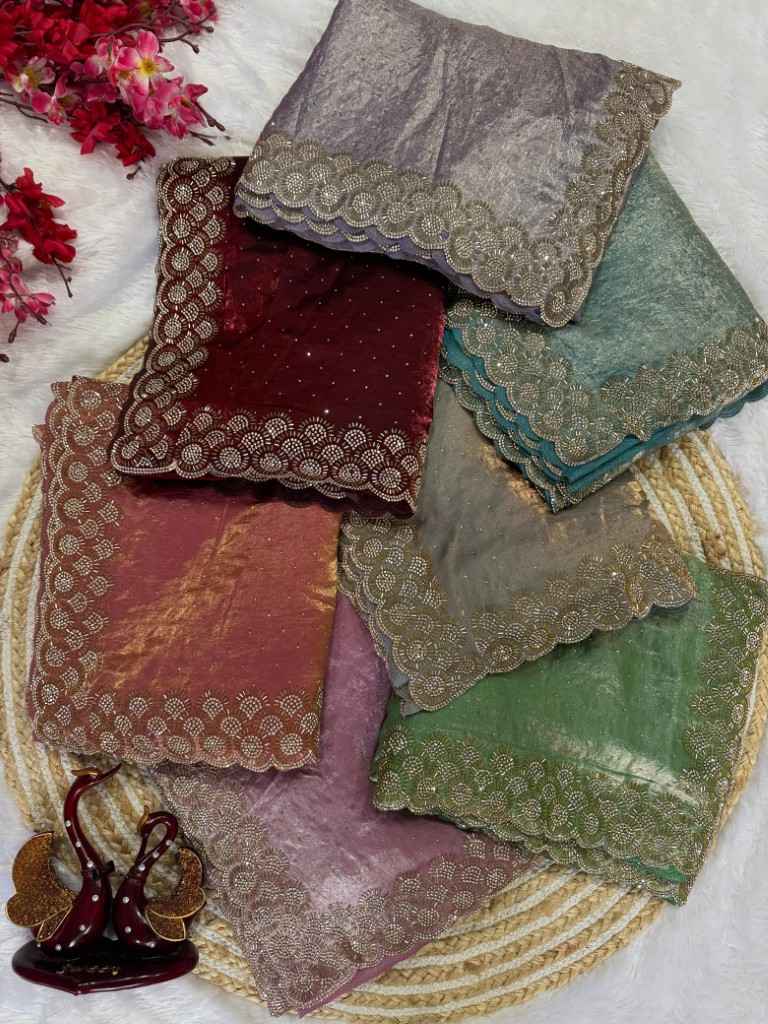 SPACE SILK ORIGINAL JARKHAN DIAMOND WORK SAREE AT WHOLESALE PRICE