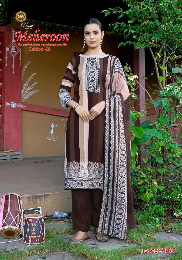 HARSHIT MEHEROON-22  PURE VISCOSE REYON PRINT WITH HAND WORK DRESS MATERIAL AT WHOLESALE PRICE