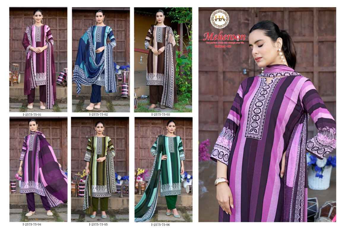 HARSHIT MEHEROON-22  PURE VISCOSE REYON PRINT WITH HAND WORK DRESS MATERIAL AT WHOLESALE PRICE