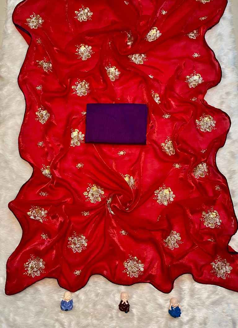 JIMMY CHOO BEADS AND SEQUENCE WORK PIPING BORDER SAREE AT WHOLESALE PRICE