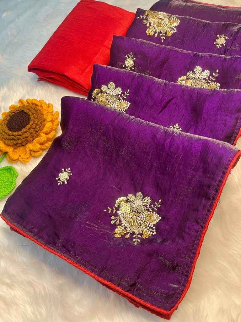 JIMMY CHOO BEADS AND SEQUENCE WORK PIPING BORDER SAREE AT WHOLESALE PRICE