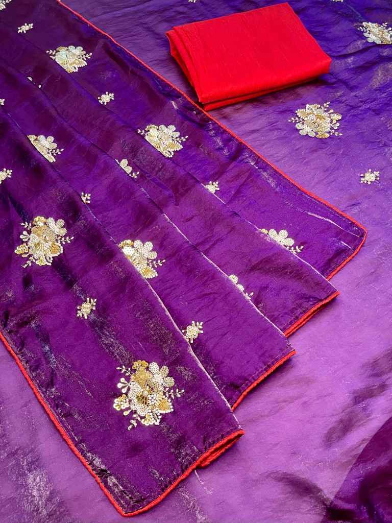 JIMMY CHOO BEADS AND SEQUENCE WORK PIPING BORDER SAREE AT WHOLESALE PRICE