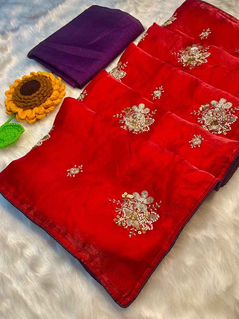 JIMMY CHOO BEADS AND SEQUENCE WORK PIPING BORDER SAREE AT WHOLESALE PRICE