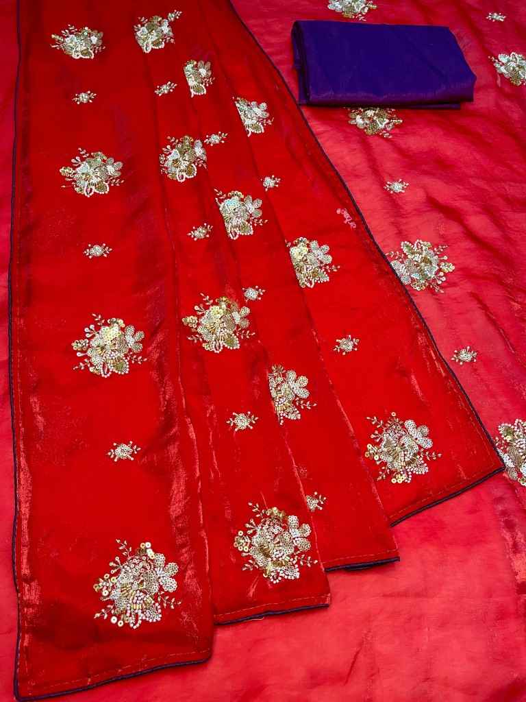 JIMMY CHOO BEADS AND SEQUENCE WORK PIPING BORDER SAREE AT WHOLESALE PRICE