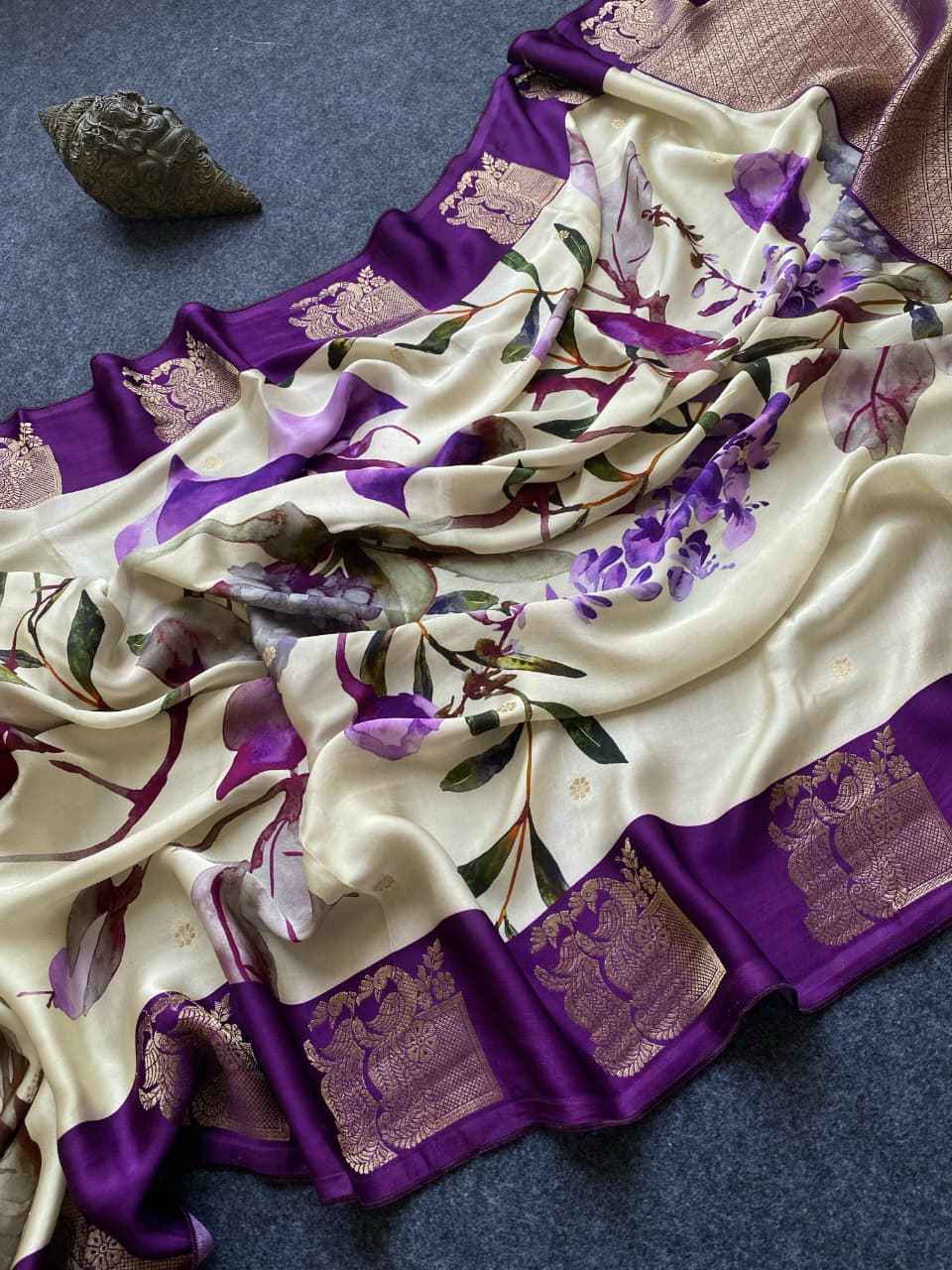 PURE SATIN VISCOSE FLORAL PRINT SAREE AT WHOLESALE PRICE 