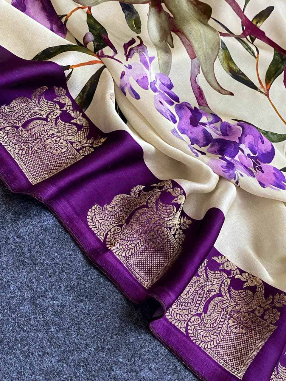 PURE SATIN VISCOSE FLORAL PRINT SAREE AT WHOLESALE PRICE 