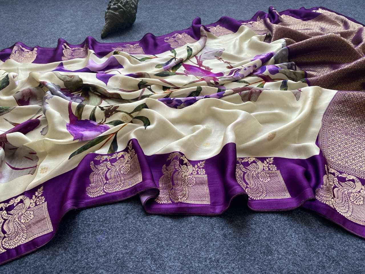 PURE SATIN VISCOSE FLORAL PRINT SAREE AT WHOLESALE PRICE 