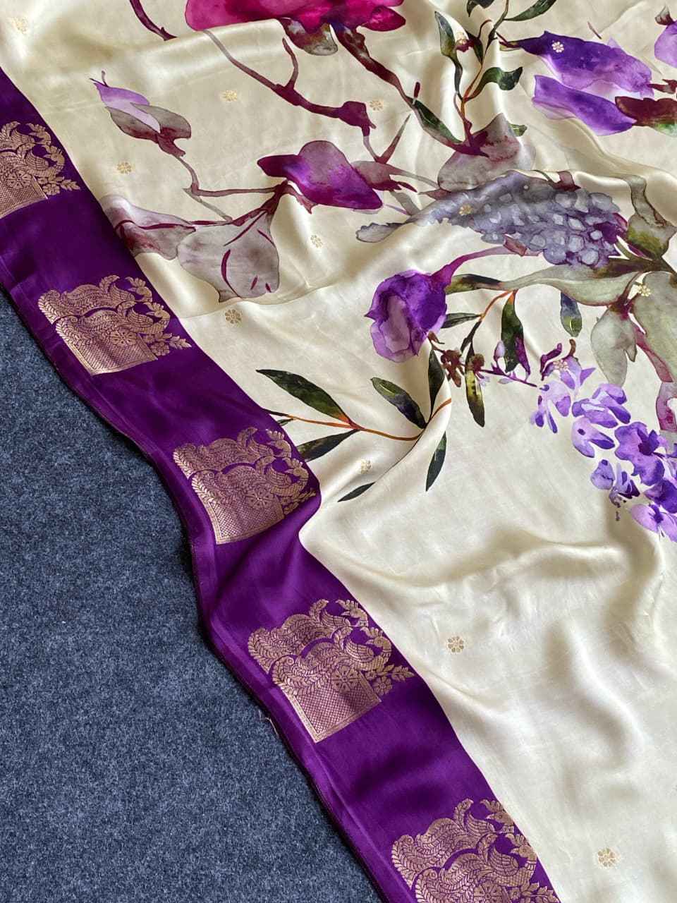 PURE SATIN VISCOSE FLORAL PRINT SAREE AT WHOLESALE PRICE 