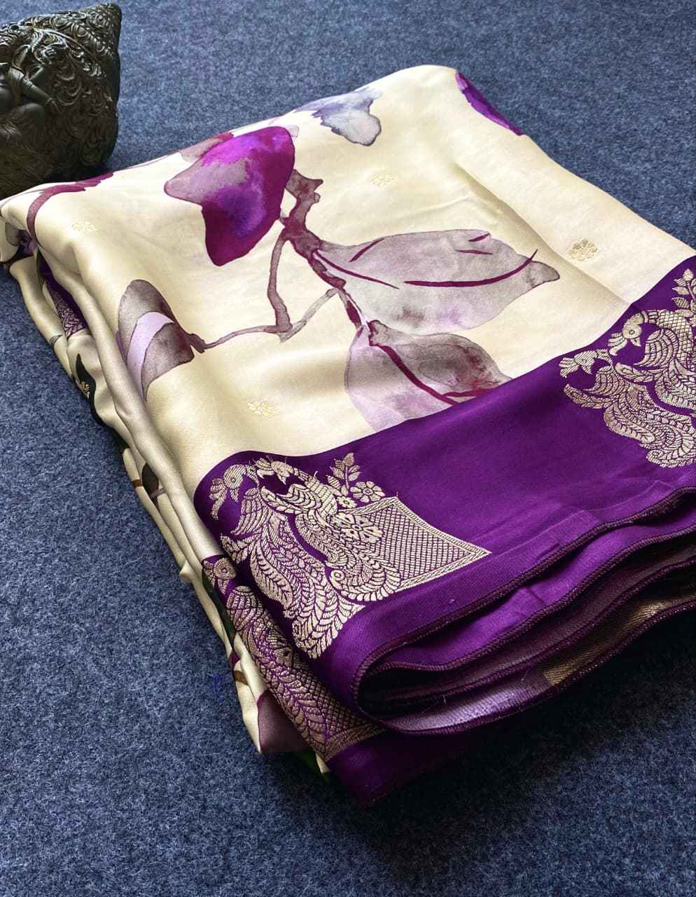 PURE SATIN VISCOSE FLORAL PRINT SAREE AT WHOLESALE PRICE 