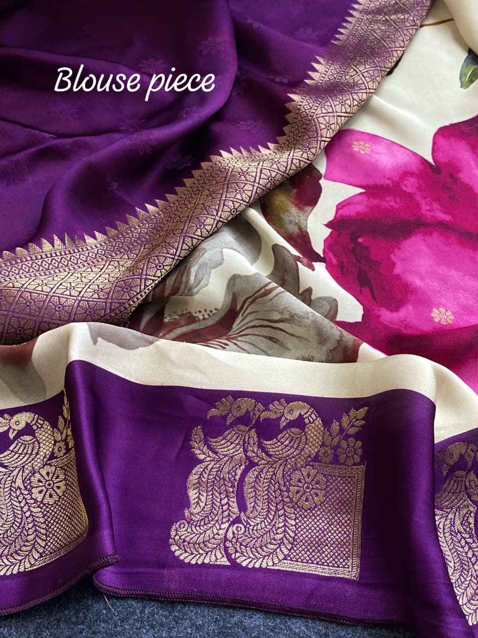 PURE SATIN VISCOSE FLORAL PRINT SAREE AT WHOLESALE PRICE 