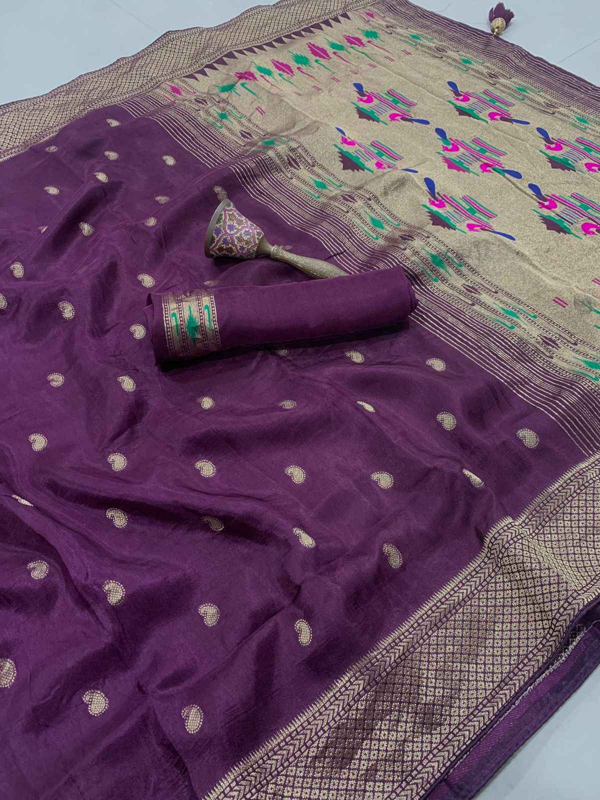 PURE SOFT VISCOS GAJJI SILK JARI WEAVING WORK SAREE AT WHOLESALE PRICE