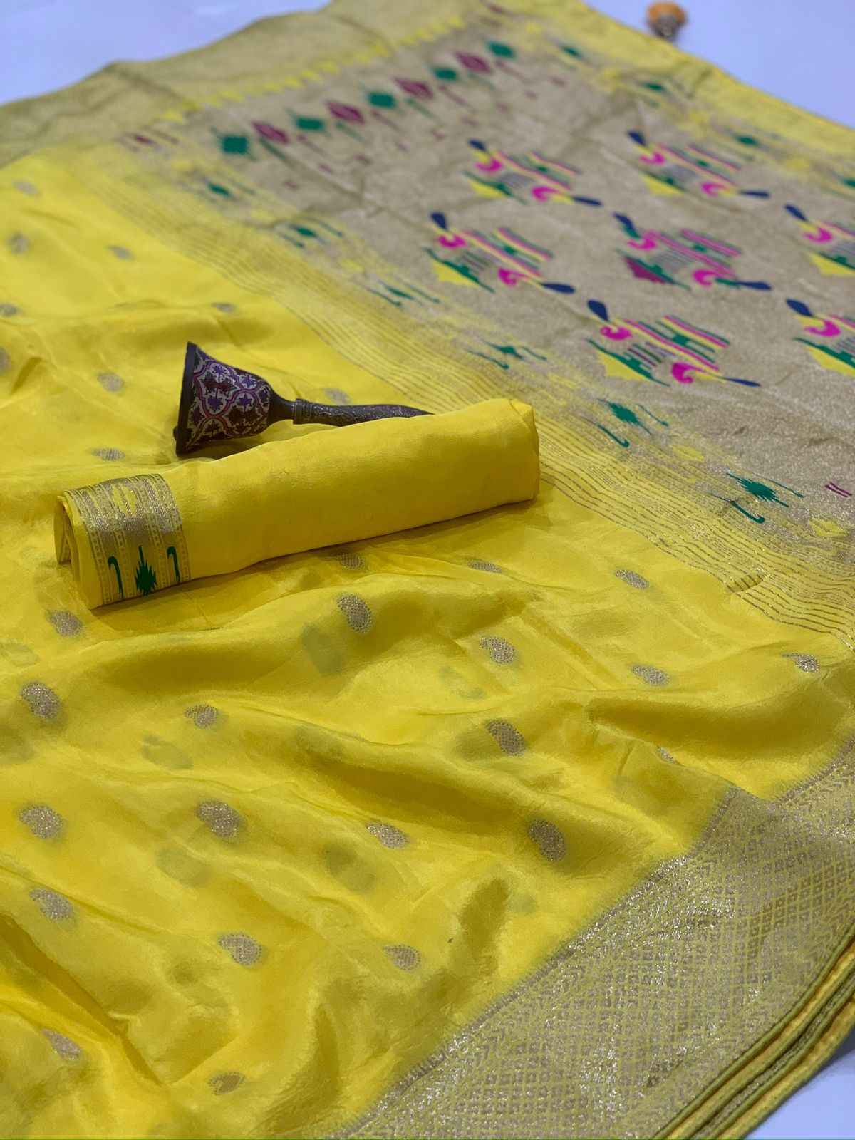 PURE SOFT VISCOS GAJJI SILK JARI WEAVING WORK SAREE AT WHOLESALE PRICE