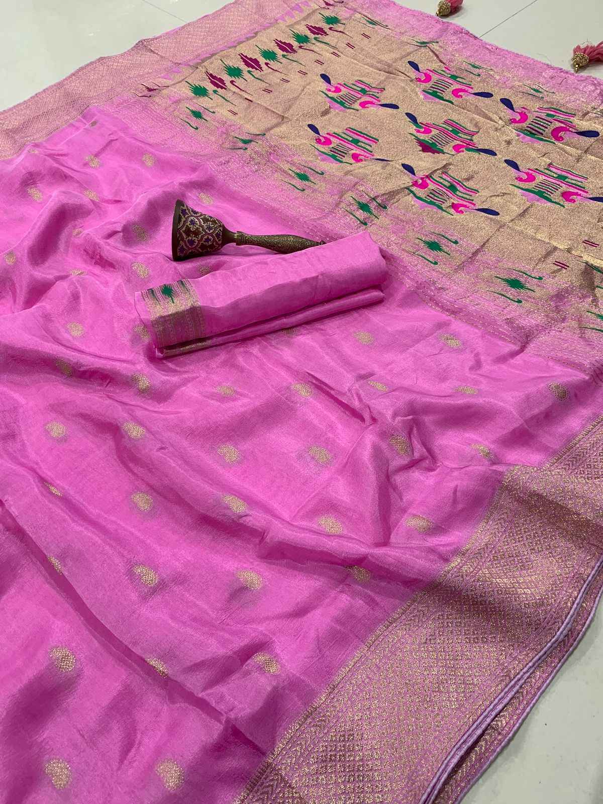 PURE SOFT VISCOS GAJJI SILK JARI WEAVING WORK SAREE AT WHOLESALE PRICE