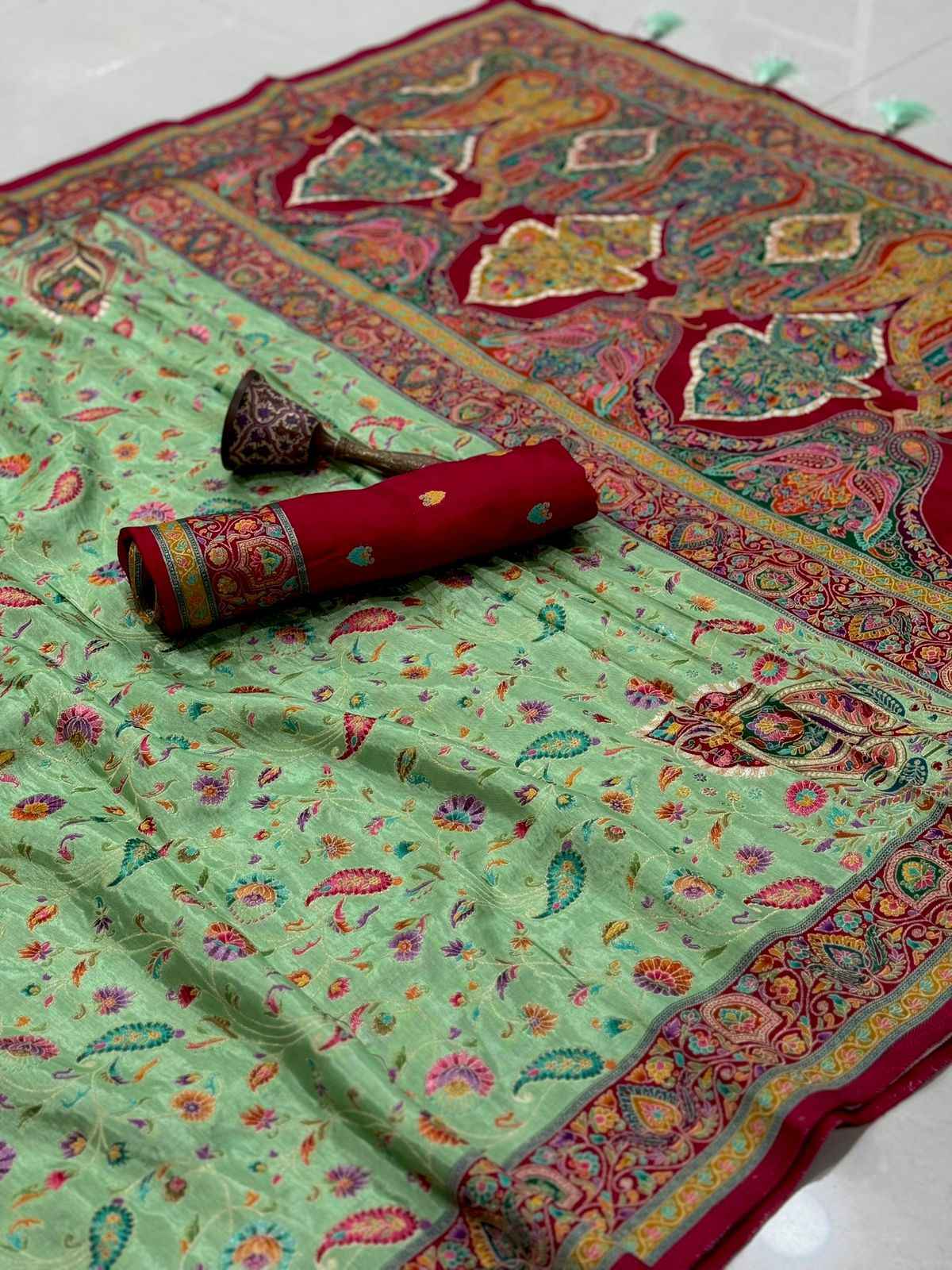 PURE SOFT VISCOS GAJJI SILK POSITION PASHMINA SILK SAREE AT WHOLESALE PRICE