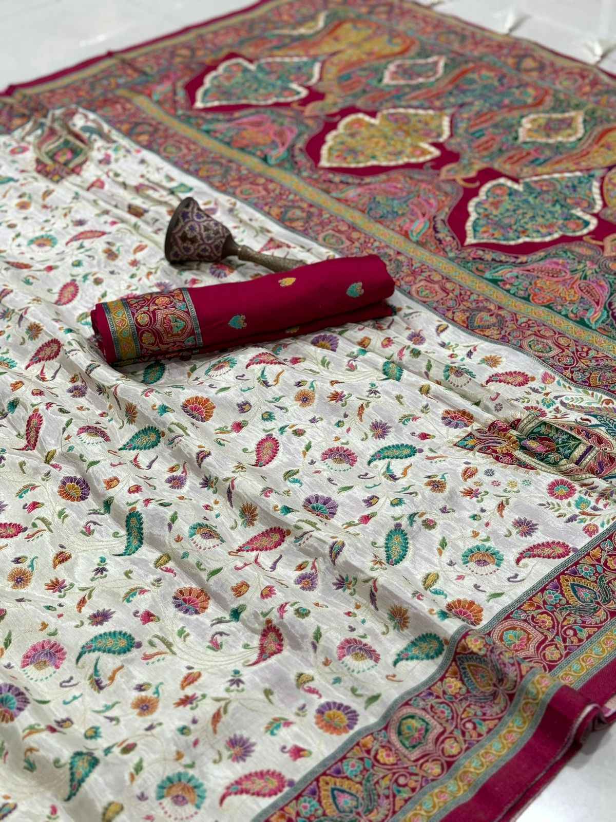 PURE SOFT VISCOS GAJJI SILK POSITION PASHMINA SILK SAREE AT WHOLESALE PRICE