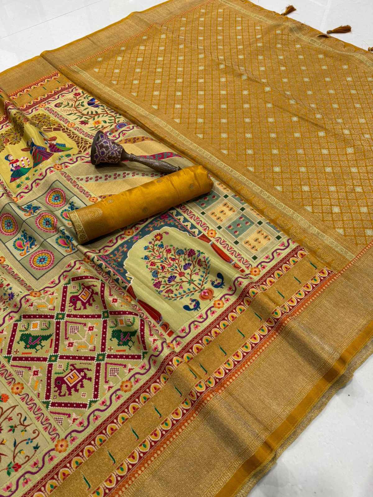 PURE SOFT VISCOS GAJJI SILK POSITION PASHMINA ZARI WEAVING SAREE AT WHOLESALE PRICE