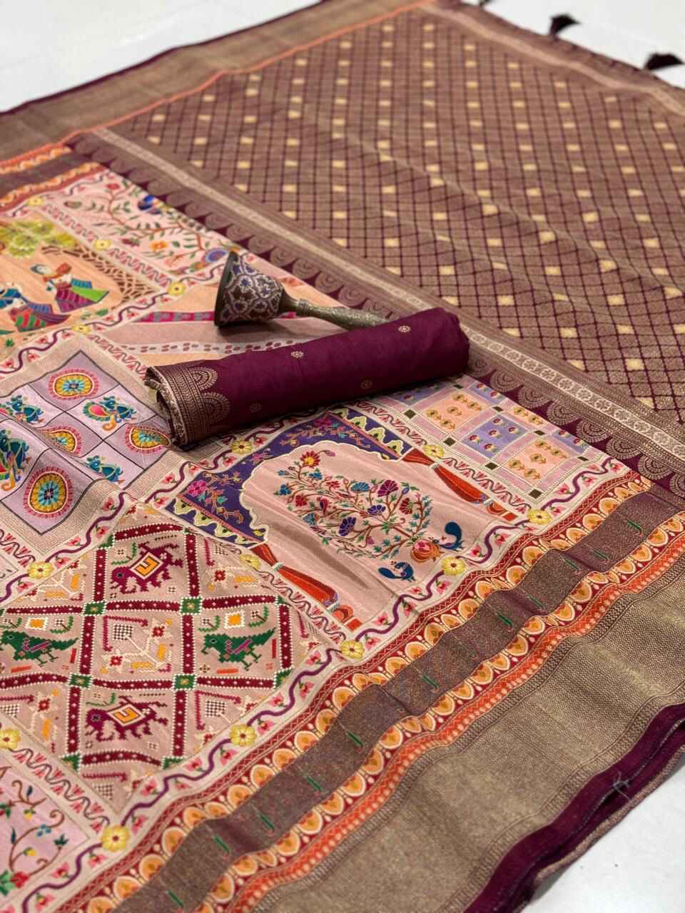 PURE SOFT VISCOS GAJJI SILK POSITION PASHMINA ZARI WEAVING SAREE AT WHOLESALE PRICE