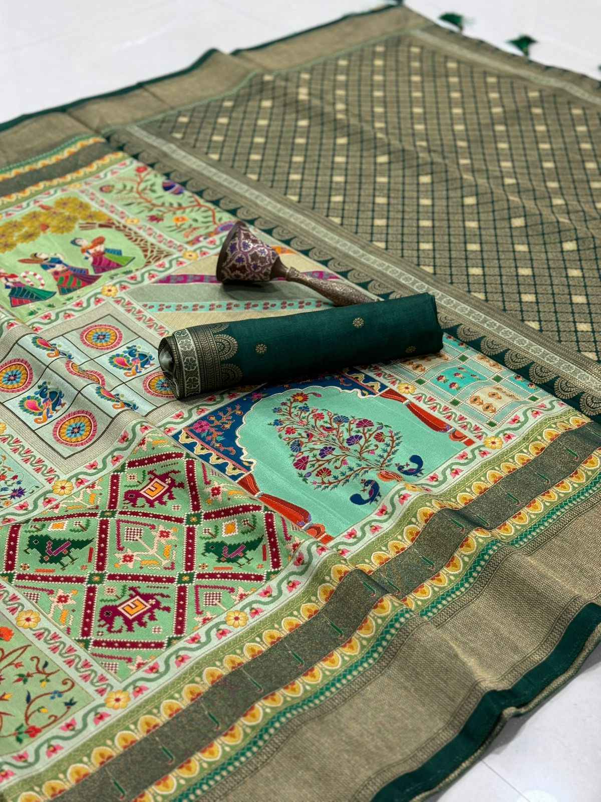 PURE SOFT VISCOS GAJJI SILK POSITION PASHMINA ZARI WEAVING SAREE AT WHOLESALE PRICE