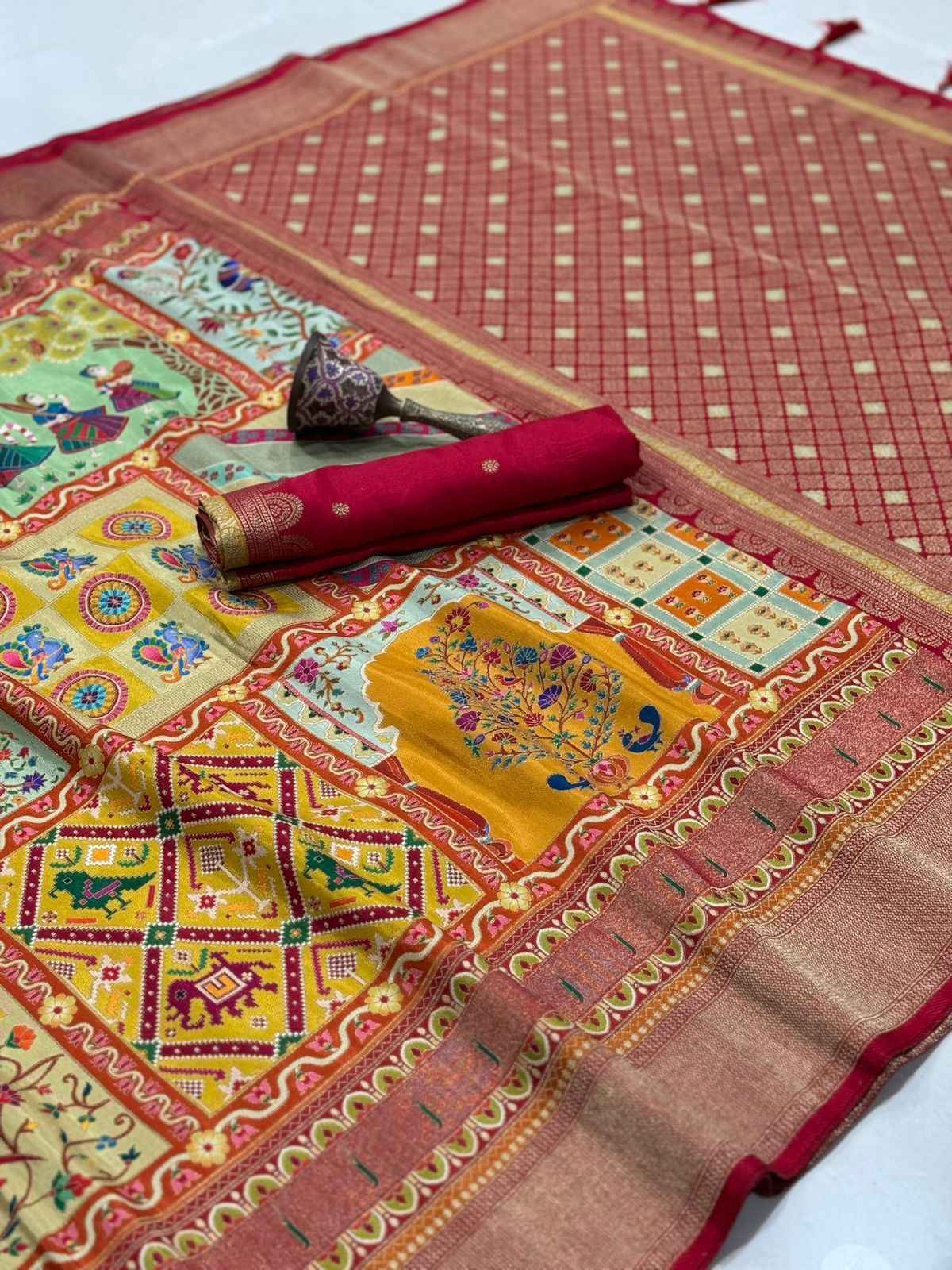 PURE SOFT VISCOS GAJJI SILK POSITION PASHMINA ZARI WEAVING SAREE AT WHOLESALE PRICE