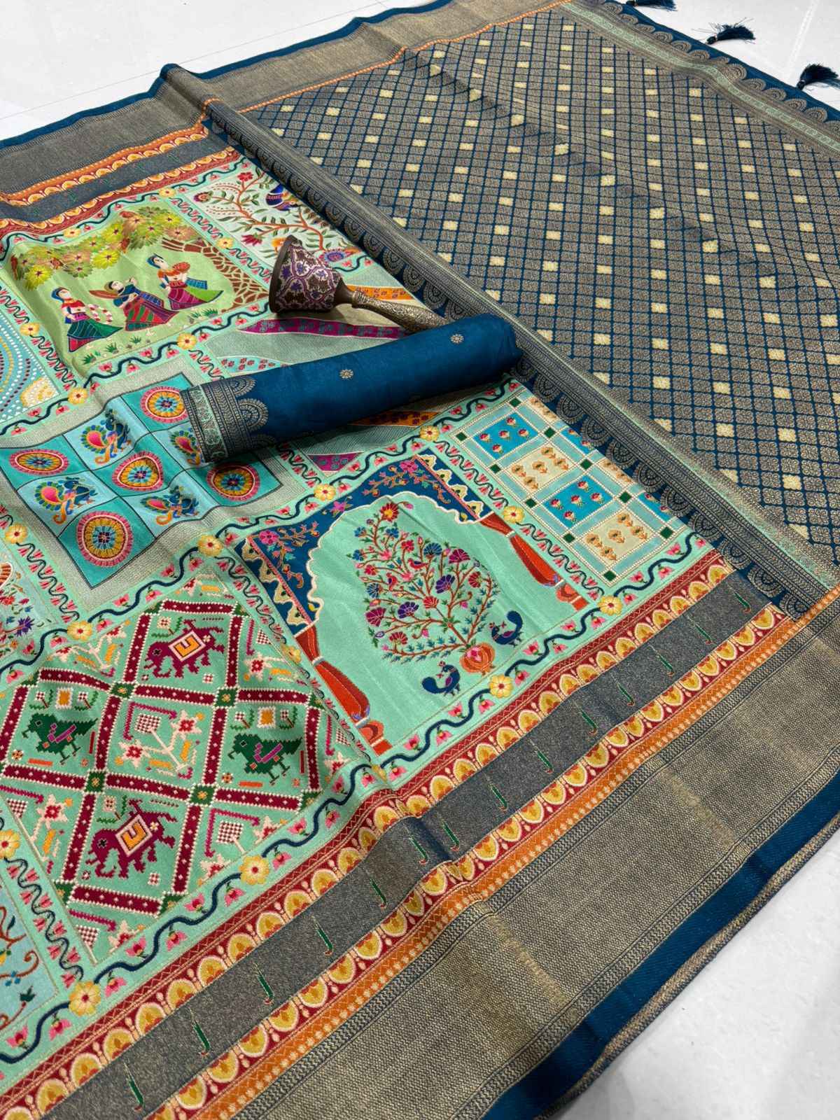 PURE SOFT VISCOS GAJJI SILK POSITION PASHMINA ZARI WEAVING SAREE AT WHOLESALE PRICE