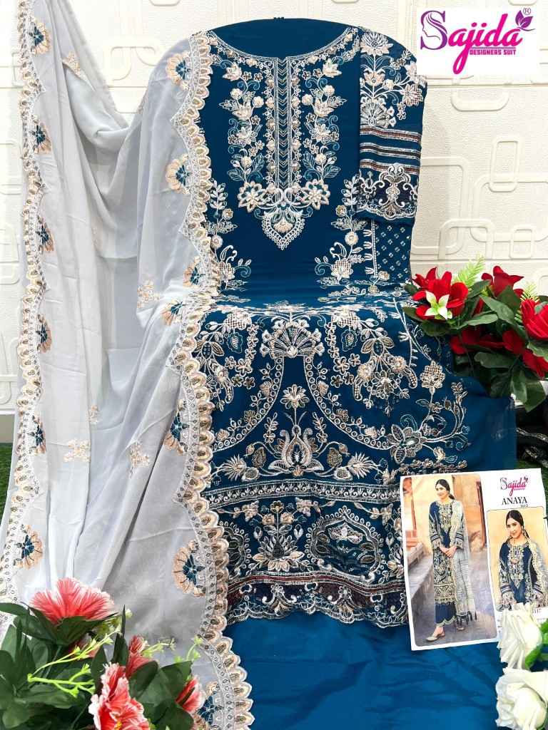 SAJIDA ANAYA VOL-03 GEORGETTE HEAVY EMBROIDERED DRESS MATERIAL AT WHOLESALE PRICE