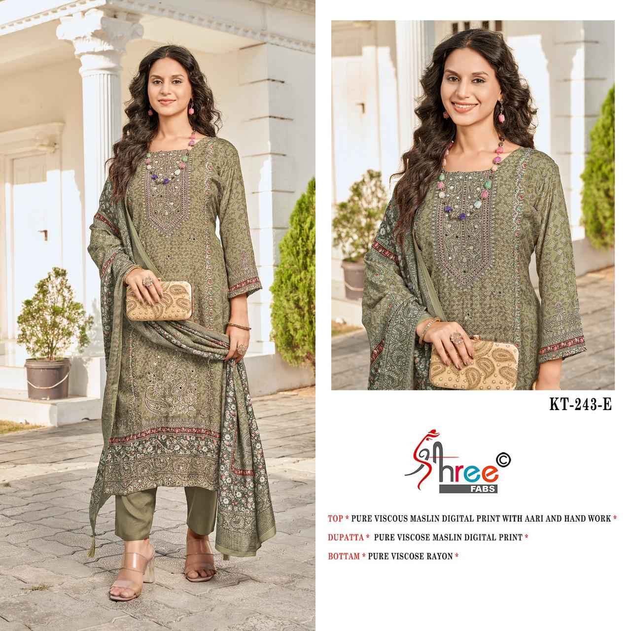 SHREE FAB KT - 243 PURE VISCOUS MASLIN DIGITAL PRINTED DRESS MATERIAL AT WHOLESALE PRICE