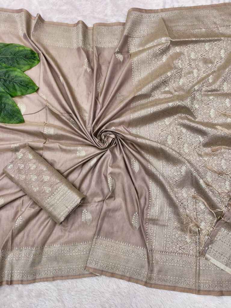 SOFT AND PURE TUSSAR SILK SELF WEAVING SAREE AT WHOLESALE PRICE
