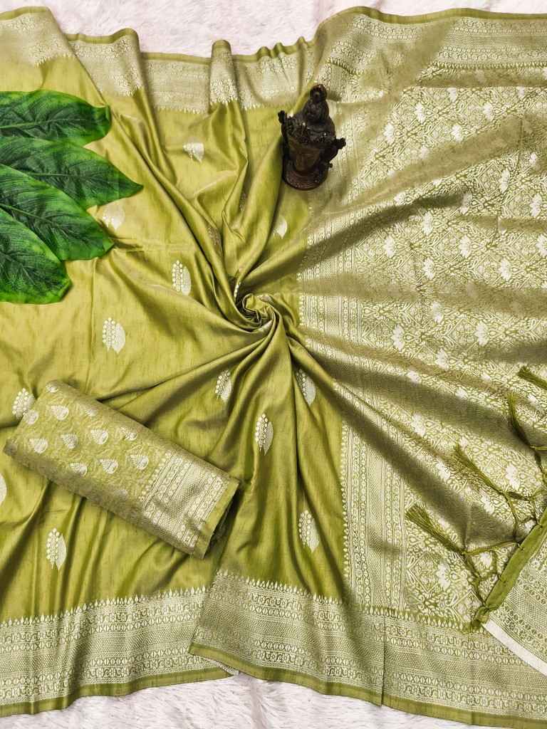 SOFT AND PURE TUSSAR SILK SELF WEAVING SAREE AT WHOLESALE PRICE