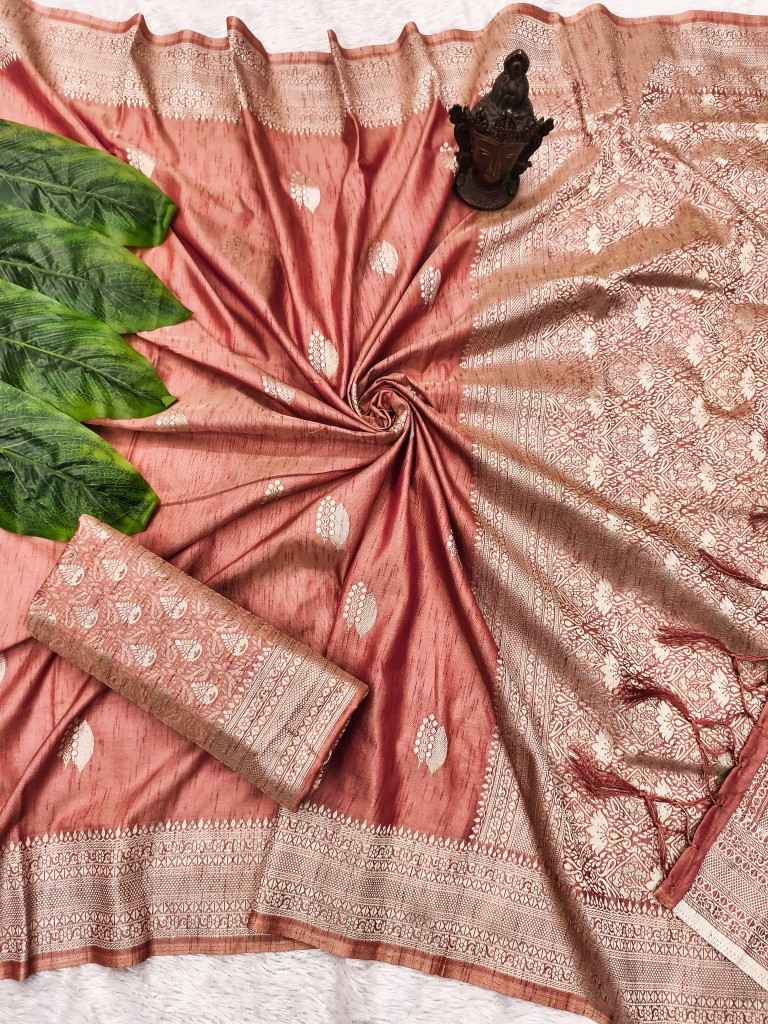 SOFT AND PURE TUSSAR SILK SELF WEAVING SAREE AT WHOLESALE PRICE