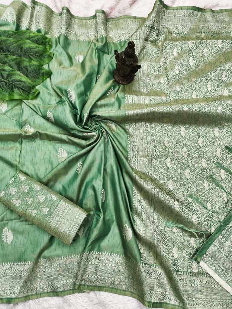 SOFT AND PURE TUSSAR SILK SELF WEAVING SAREE AT WHOLESALE PRICE