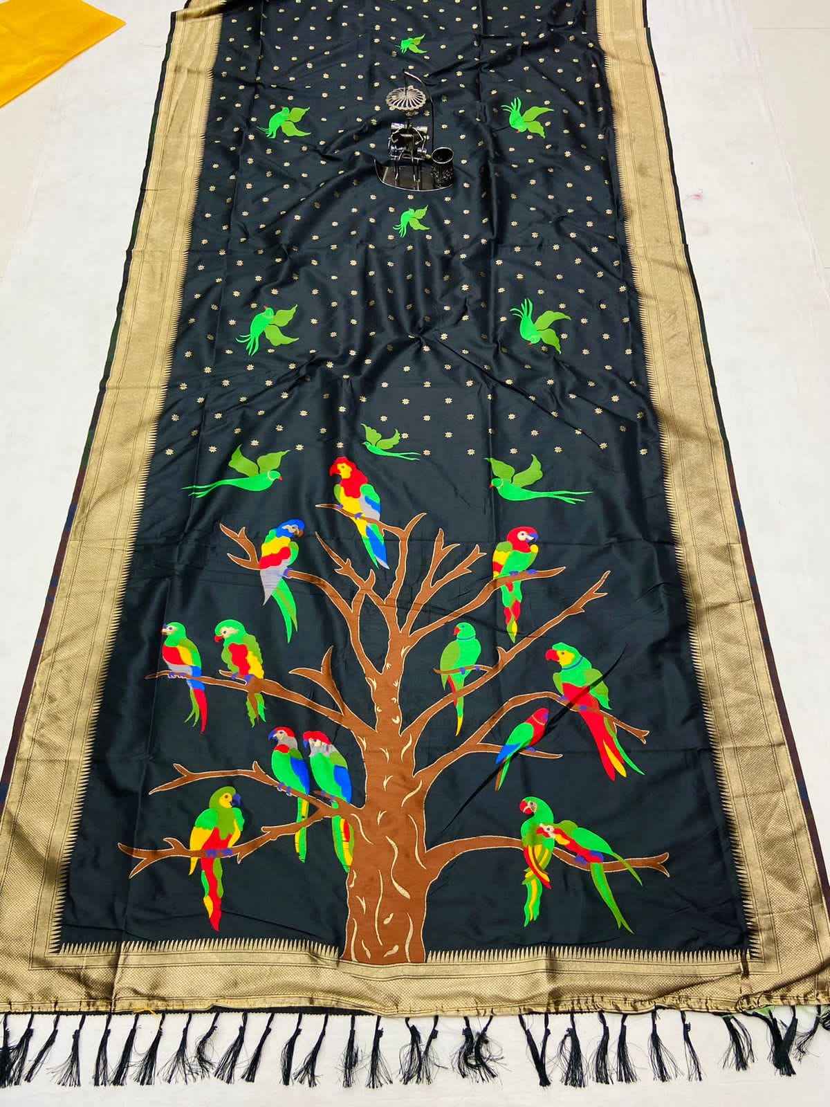 SOFT BANARASI LICHI SILK GOLD JARI WEAVING SAREE AT WHOLESALE PRICE